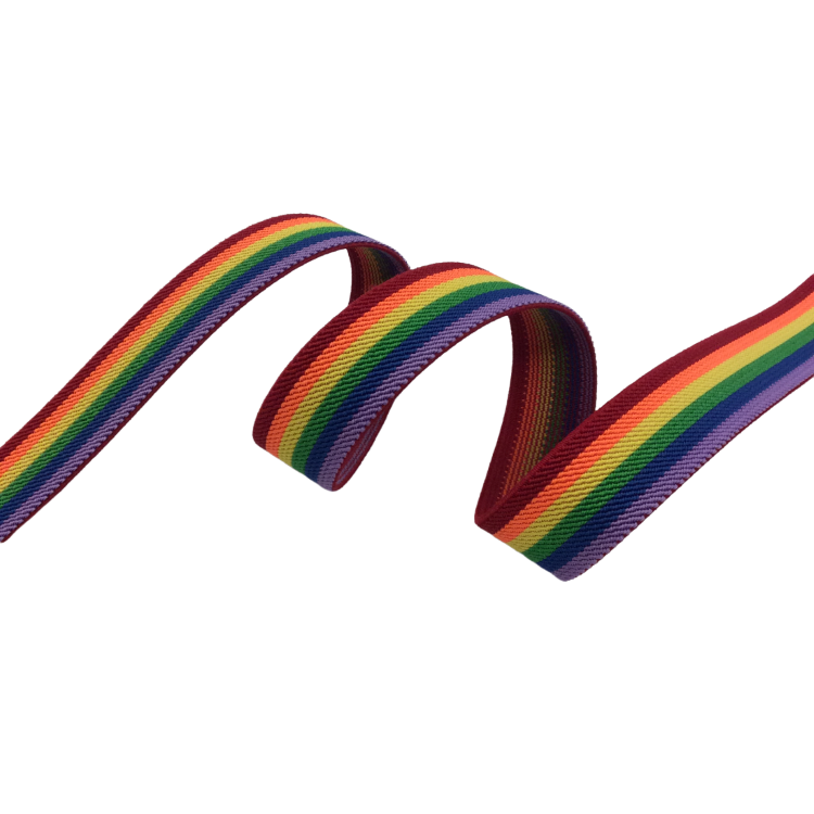 Elastic - 25mm Bright Rainbow Stripe