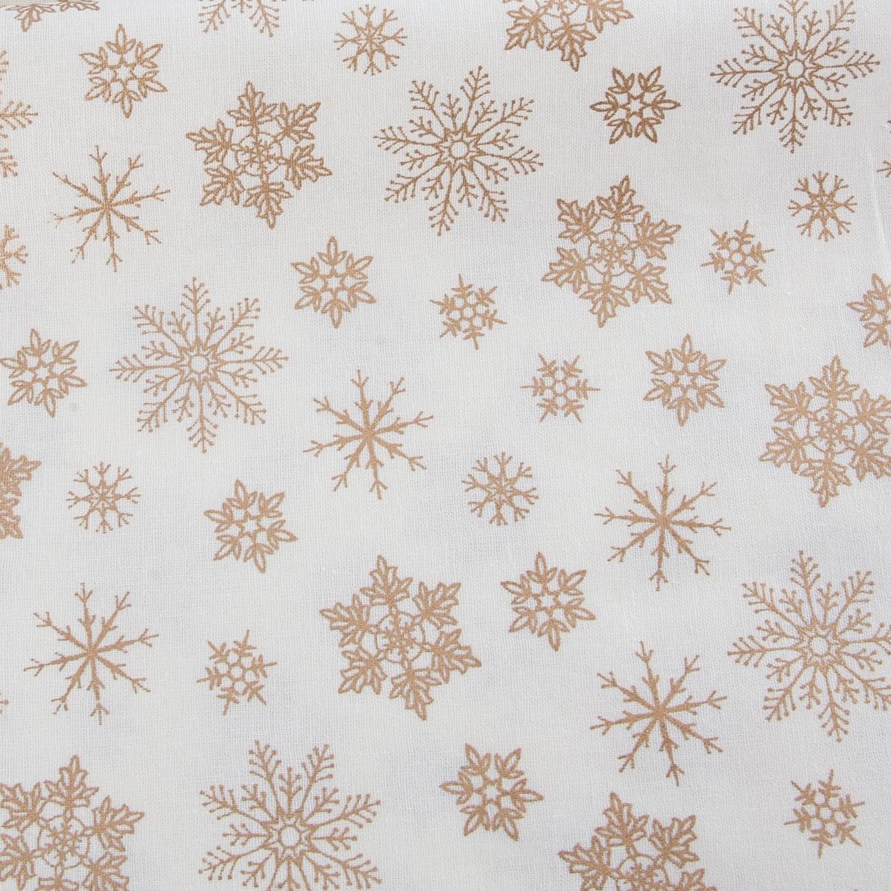 Quilting Fabric - Christmas Metallic Gold Snowflakes On Cream by The Craft Cotton Company 3268-04