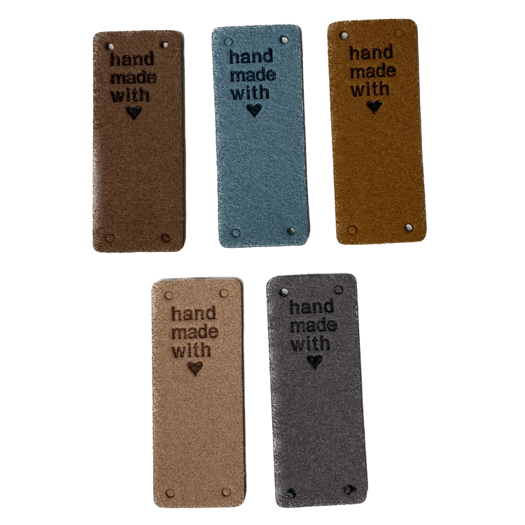 Sew-in Handmade Foldover Faux Leather Labels in Dark Shades