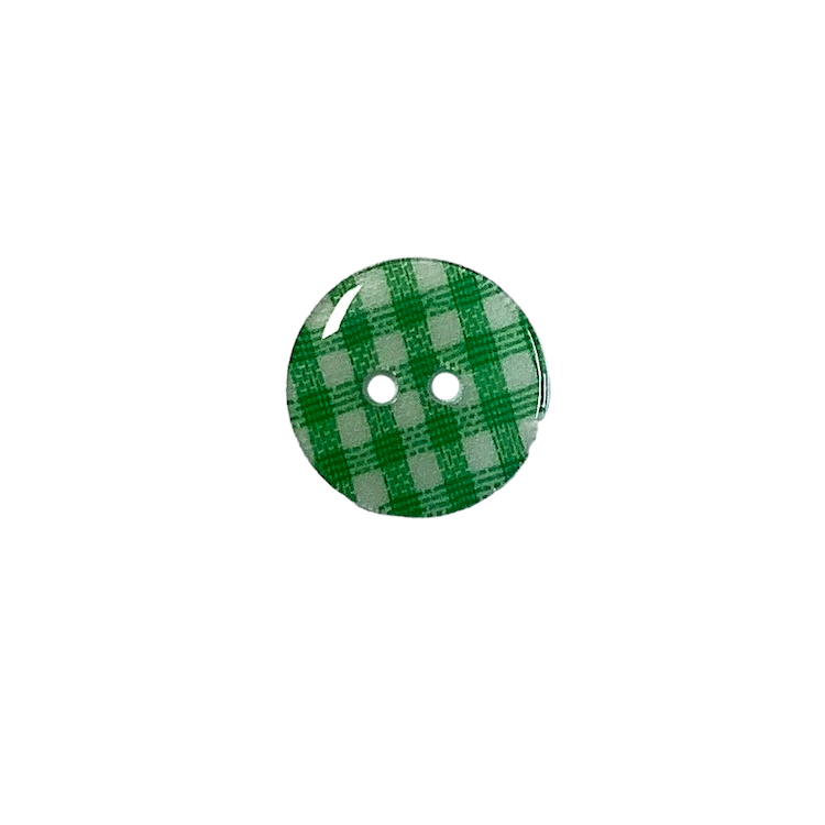 Buttons - 15mm Plastic Gingham in Emerald Green