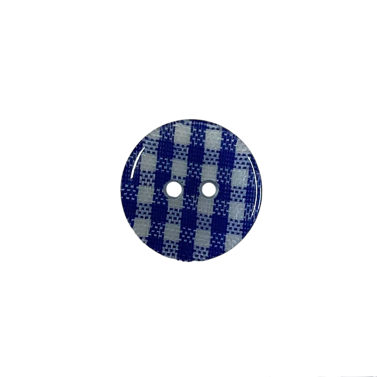 Buttons - 15mm Plastic Gingham in Blue