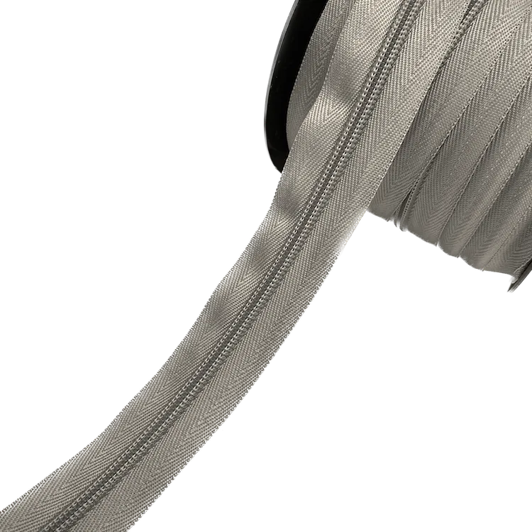 No 5 Silver Grey Zip with Matching Coil - Sold by the Metre