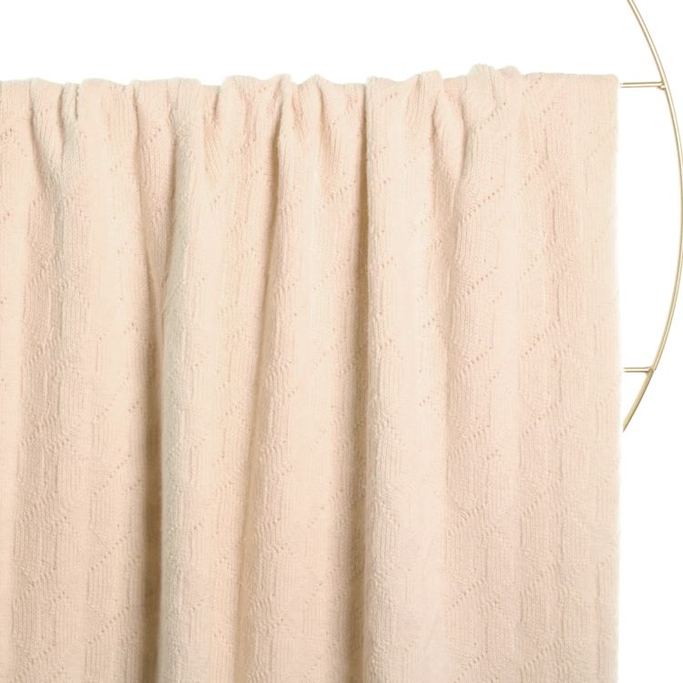 Recycled Cotton Knit Fabric with Cables in Natural Off White