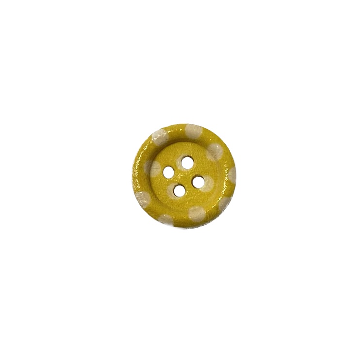 Buttons - 15mm Wooden with Yellow Dotty Pattern
