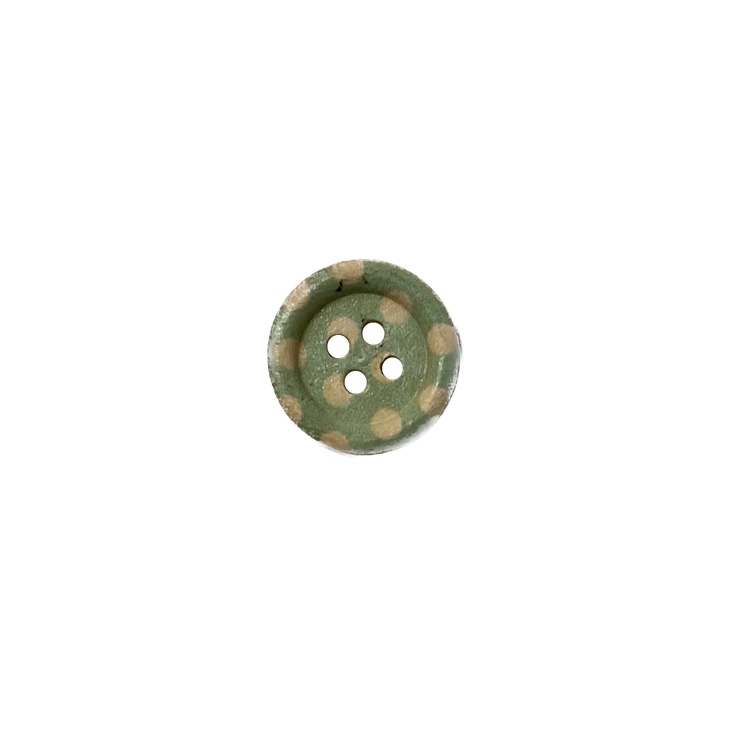 Buttons - 15mm Wooden with Light Turquoise Blue Dotty Pattern