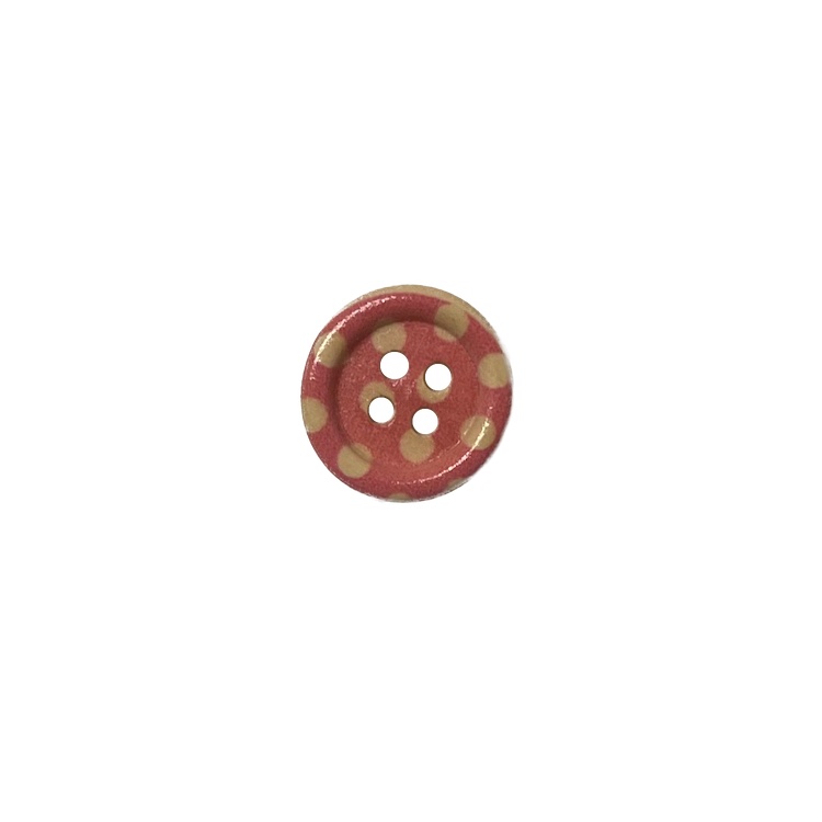 Buttons - 15mm Wooden with Pink Dotty Pattern