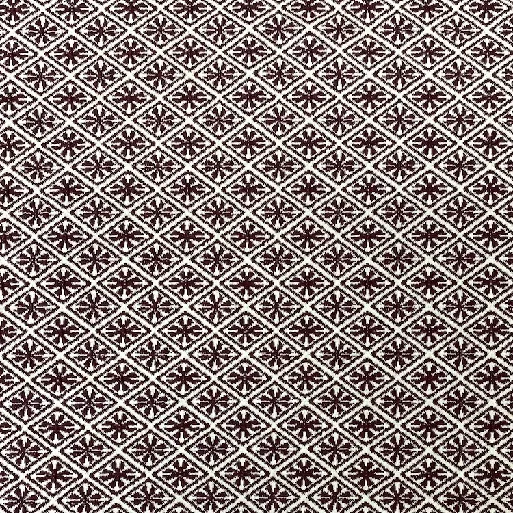 Organic Cotton Jaquard Fabric with Geometric Diamond Tile Design in Bordeaux Maroon