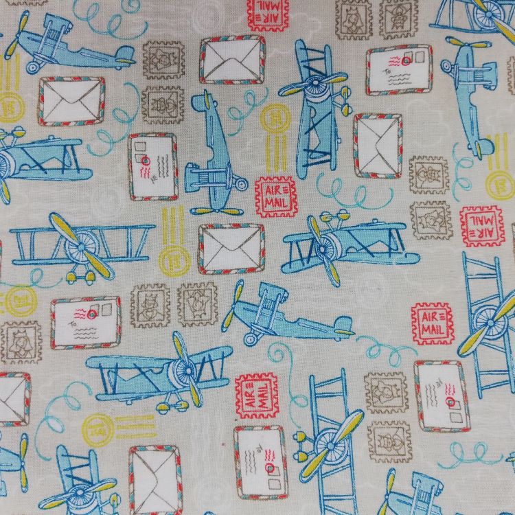 REMNANT - 4.3m - Quilting Fabric - Vintage Planes on Beige from Take Flight for Camelot
