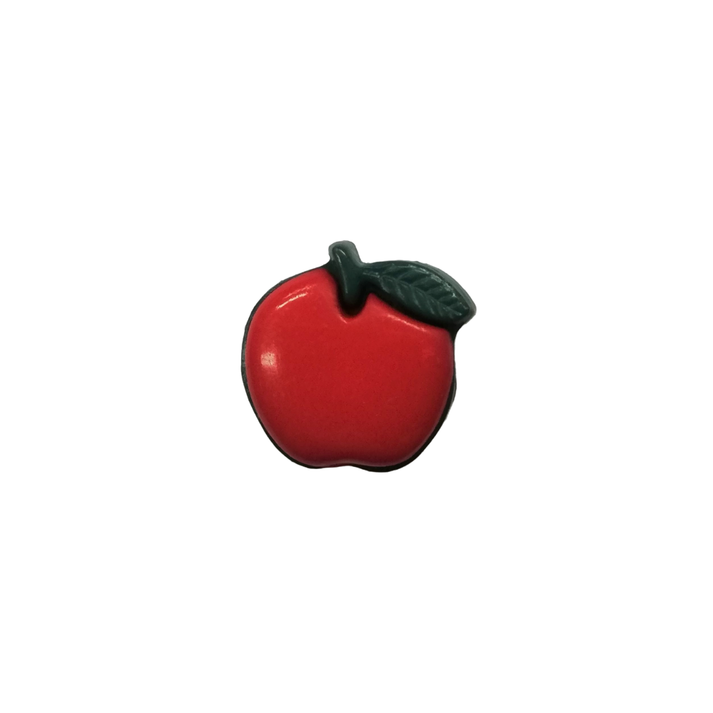 Buttons - 15mm Plastic Apple in Red