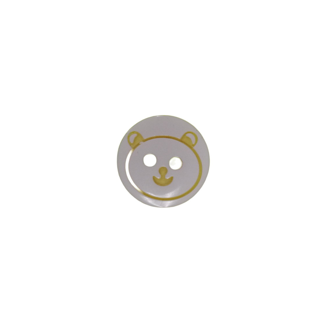 Buttons - 15mm Plastic Teddy Face in White and Yellow 