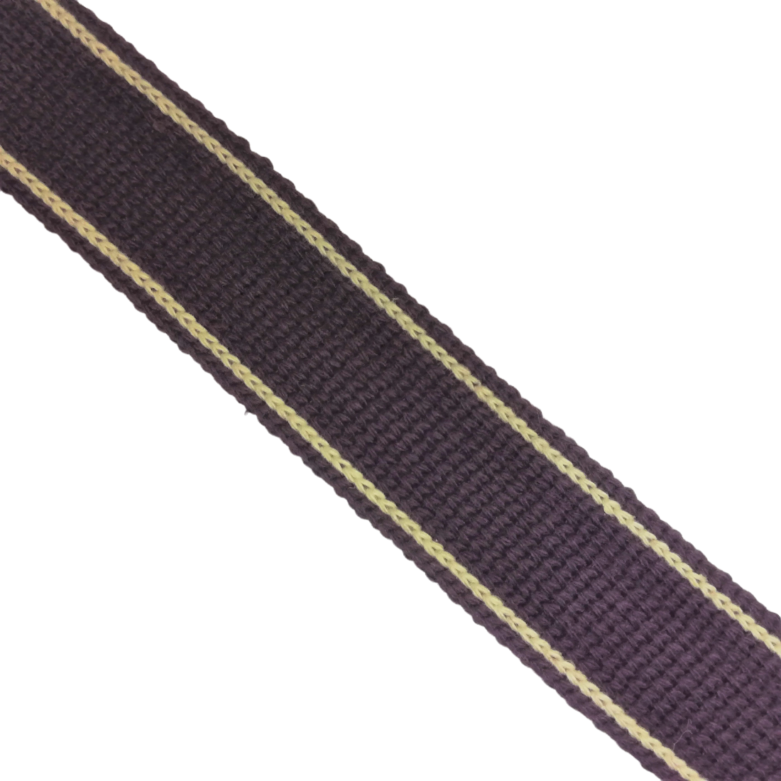 Bag Webbing - 30mm Cotton Blend with Ecru Stripe in Plum Purple