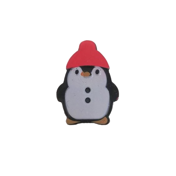 Buttons - 18mm x 20mm Penguin With Hat 
