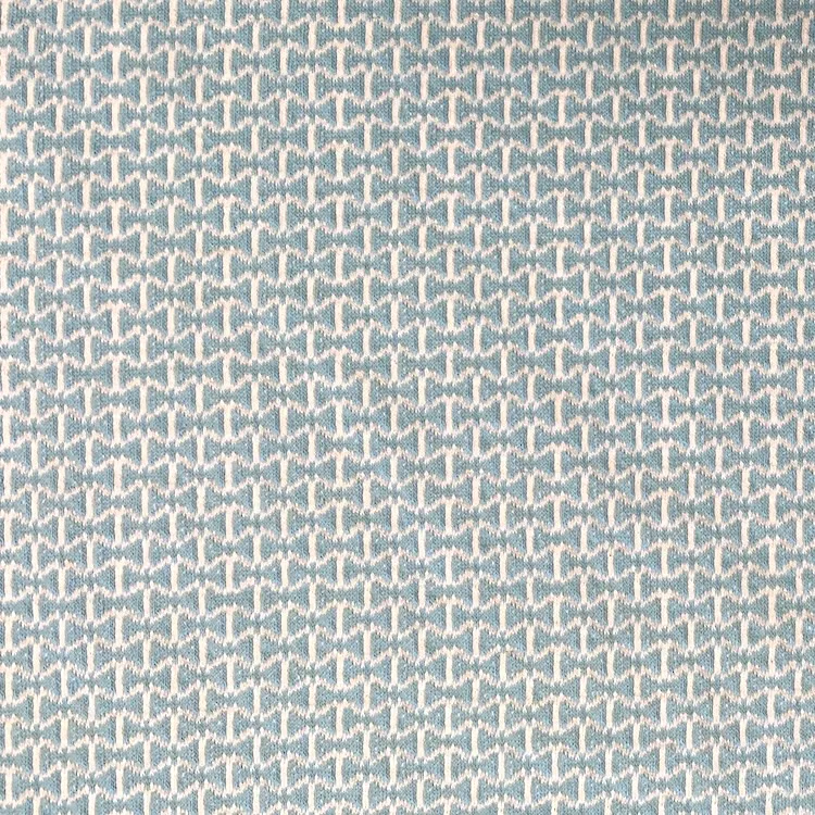 Organic Cotton Jaquard Fabric with Tiny Bows in Sky Blue
