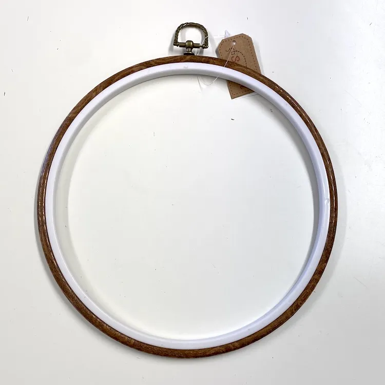 Embroidery Hoop and Frame - Wood Effect Plastic with Hanger in 9.25 Inch / 23.5 cm