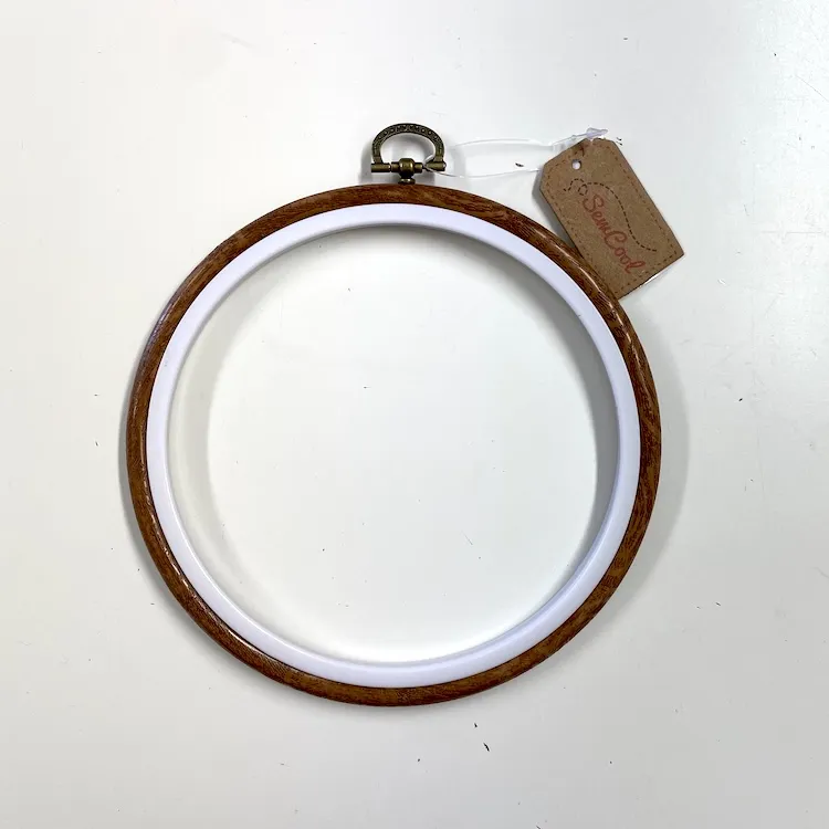Embroidery Hoop and Frame - Wood Effect Plastic with Hanger in 6.25 Inch / 16cm