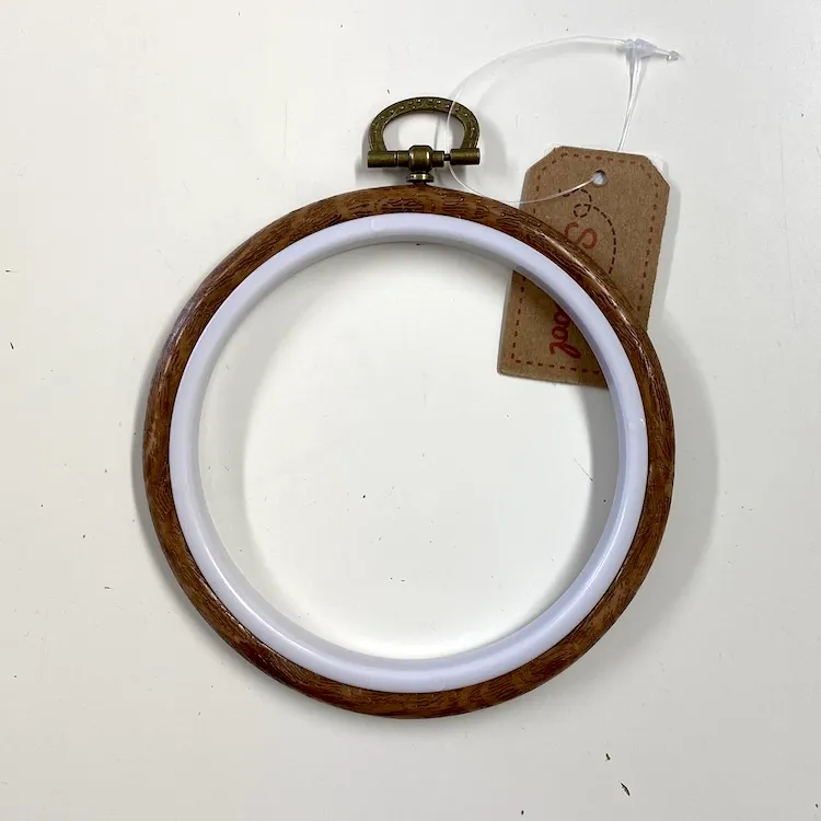 Embroidery Hoop and Frame - Wood Effect Plastic with Hanger in 4 Inch / 10cm 