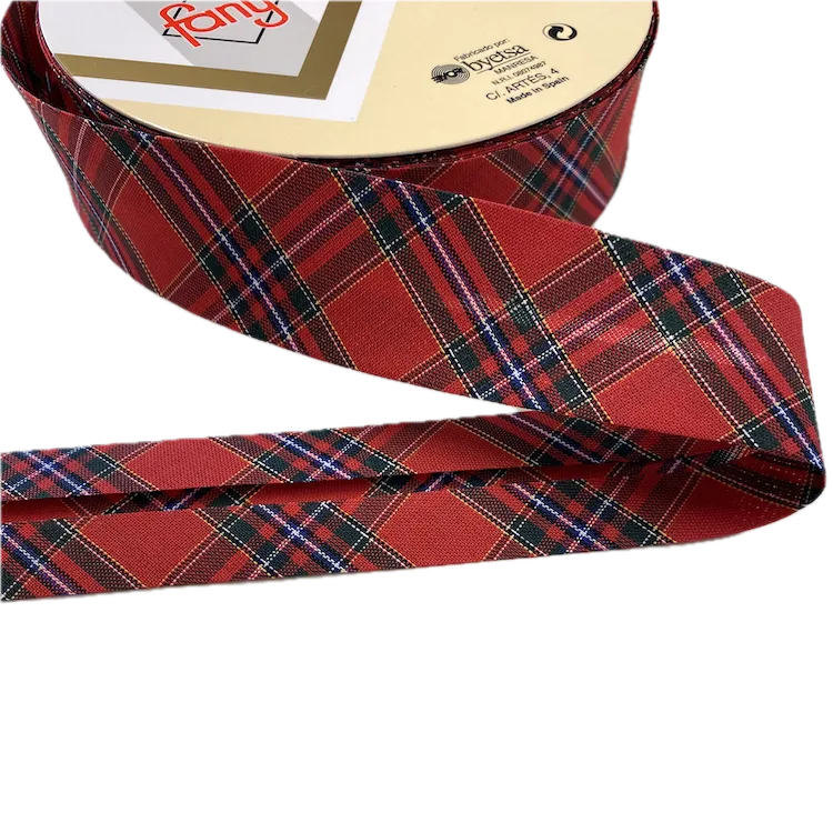 Bias Binding Red Christmas Tartan - 30mm Wide by Fany