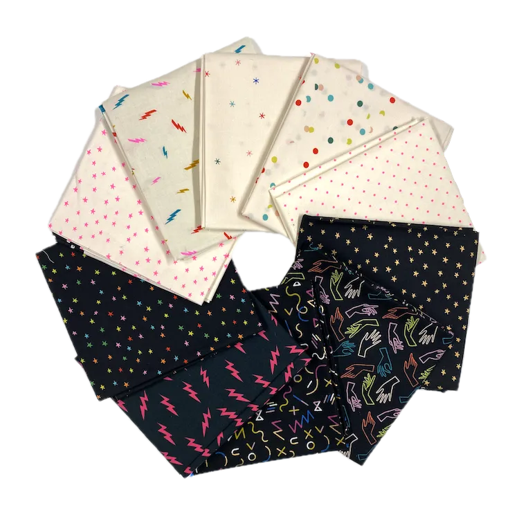 Quilting Fabric - Fat Quarter Bundle - Modern Black and Neutrals 