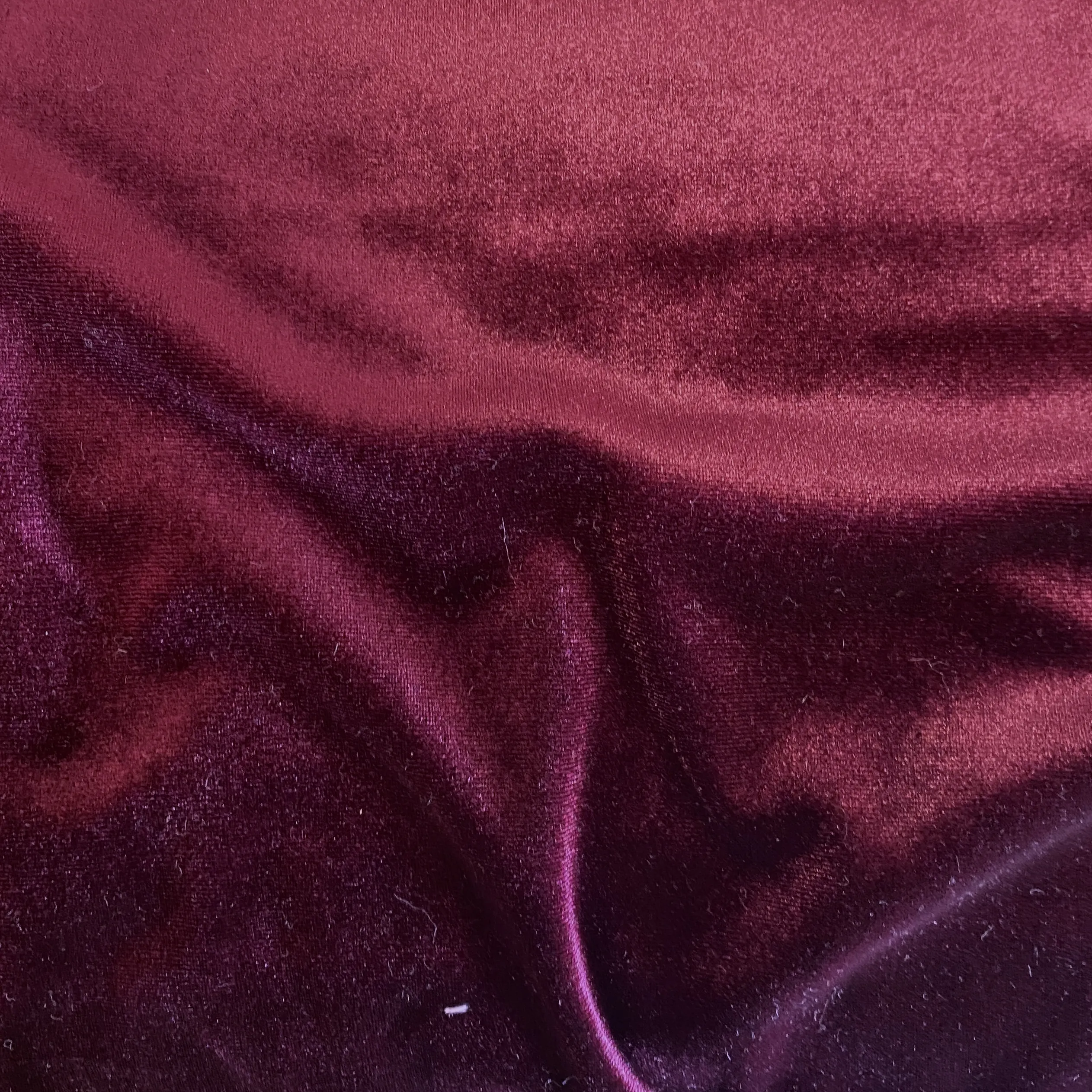 Stretch Velour Fabric in Wine Red