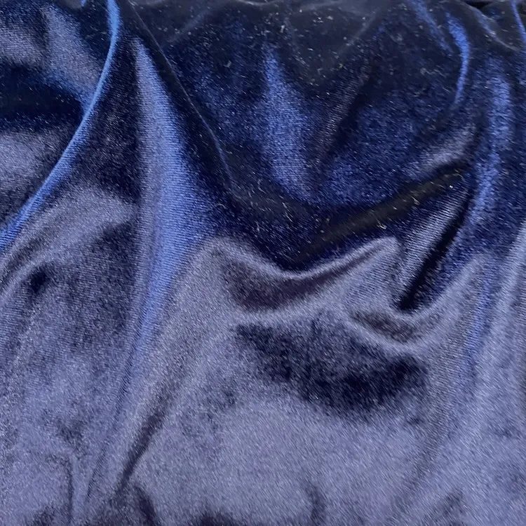 Stretch Velour Fabric in Navy Blue