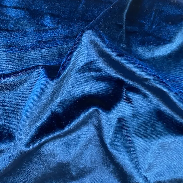 Stretch Velour Fabric in Peacock Blue