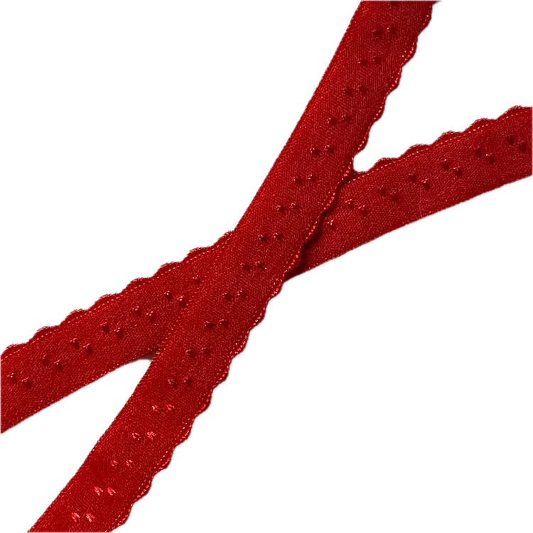 Fold Over Bias Picot Elastic in Red