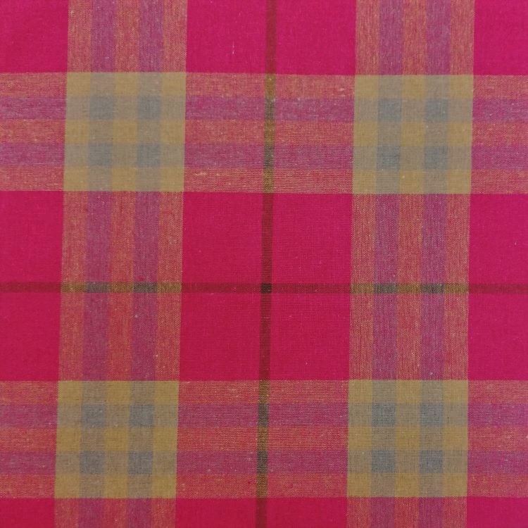 Woven Cotton Fabric in Cerise Pink Tartan 