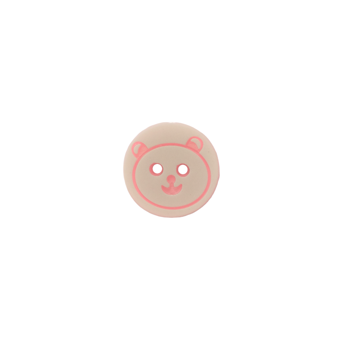 Buttons - 15mm Plastic Teddy Face in White and Pink 