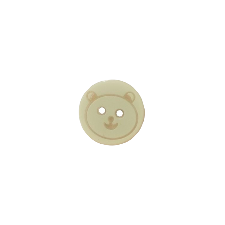 Buttons - 15mm Plastic Teddy Face in White and Ivory