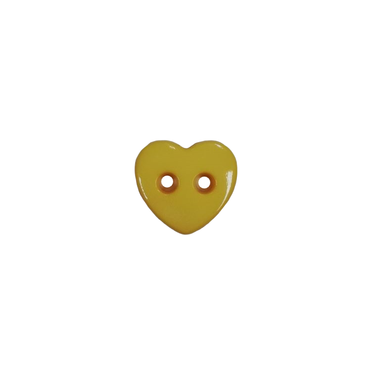 Buttons - 12.5mm Plastic Heart in Yellow