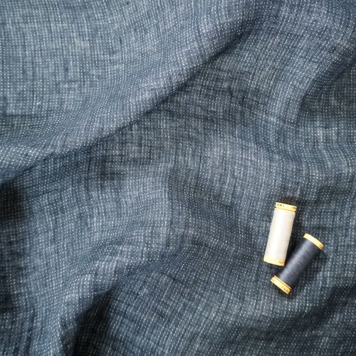 Irish Linen Fabric by Emblem Weavers from their Inishbara Colleciton - Navy Gauze