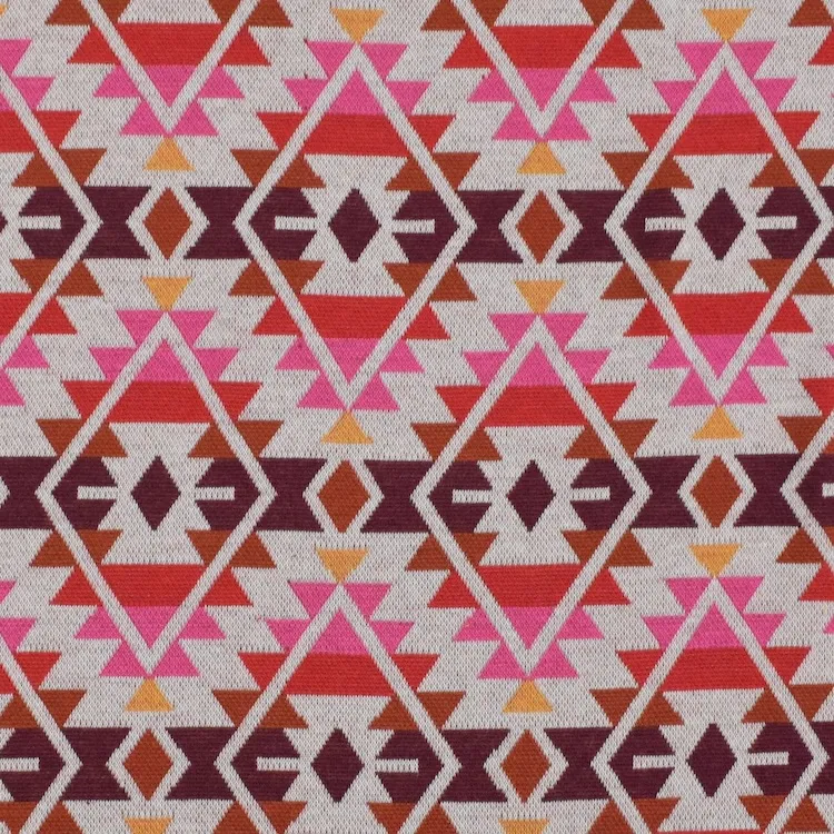 Organic Cotton Jaquard Fabric with a Western Style Print on Cream 