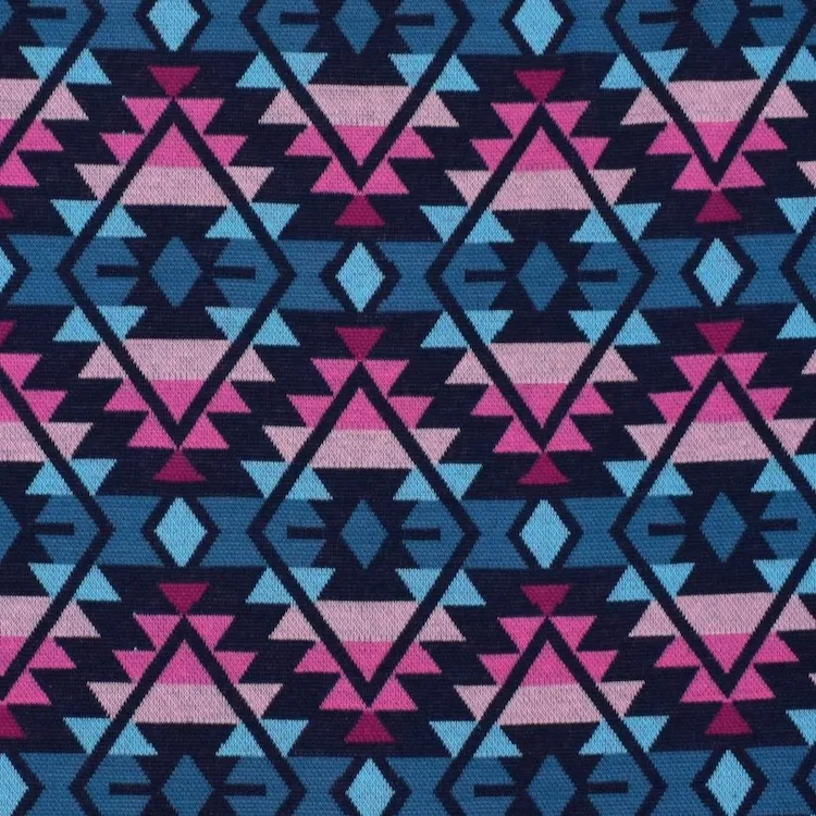 Organic Cotton Jaquard Fabric with a Western Style Print on Navy Blue