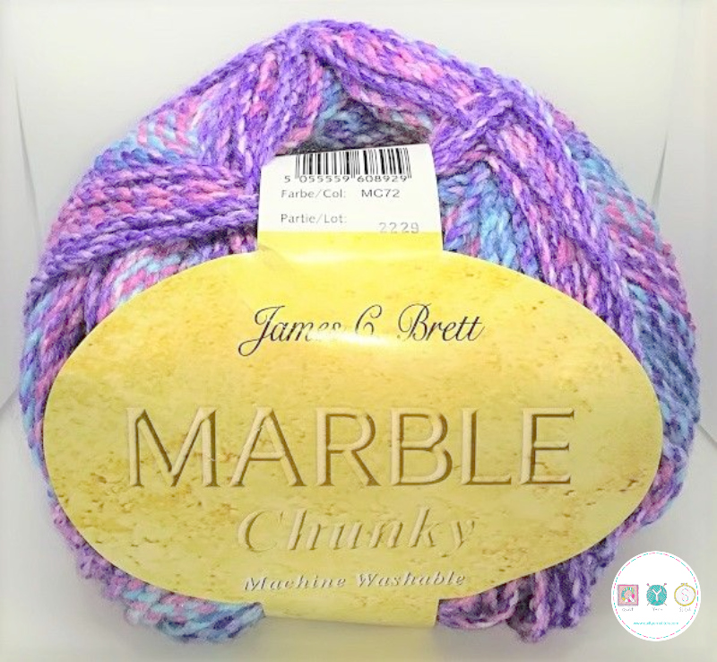 Yarn - Marble Chunky in Purple Blue Mix by James C Brett in Colour MC72