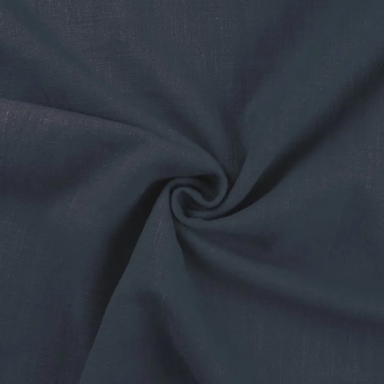 Stone Washed Linen Fabric in Dark Jeans Blue