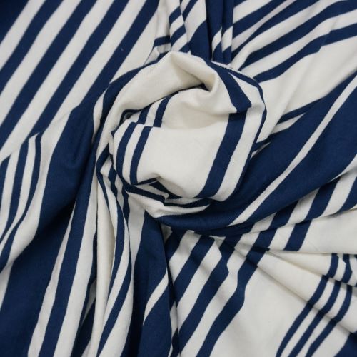 Jersey Fabric - Deadstock- Viscose with Spandex Navy and White Stripes