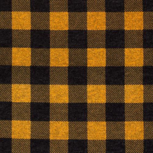 REMNANT - 0.70m - Lightly Brushed Stretch - Fabric Mustard and Black Check