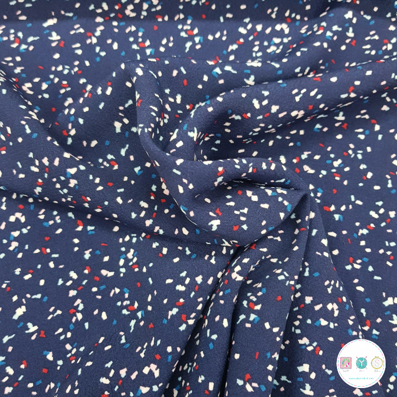 Navy Confetti - Viscose Crepe - 145cm wide - Dressmaking Fabric - Quilt ...