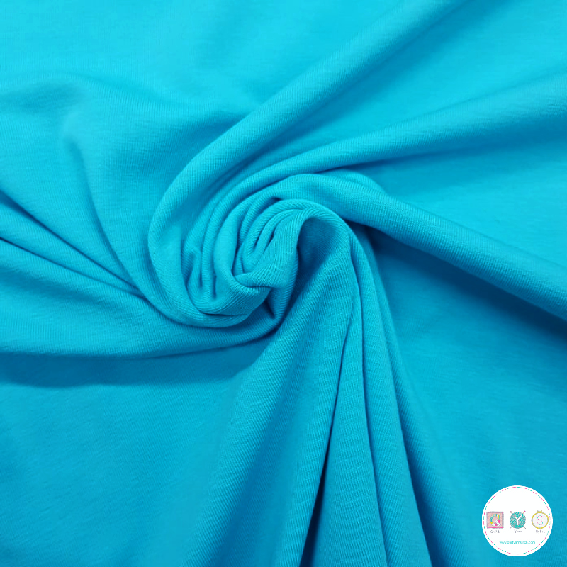 Cotton Jersey Fabric in Turquoise Blue