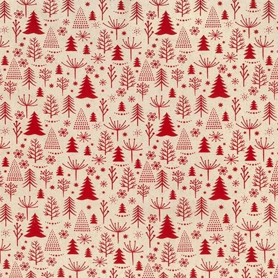 Quilting Fabric - Scandi Trees On Natural Cream by John Louden