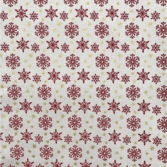 Quilting Fabric - Scandi Snowflakes on Natural Cream with Metallic Gold Stars by John Louden