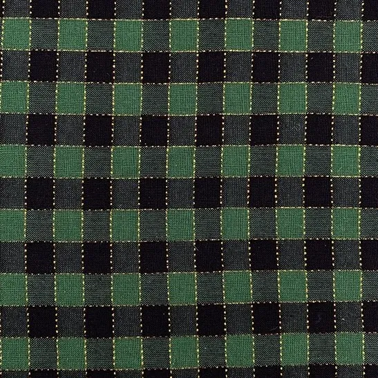 Quilting Fabric - Yarn Dyed Chritmas Check in Green with Woven Gold Accent