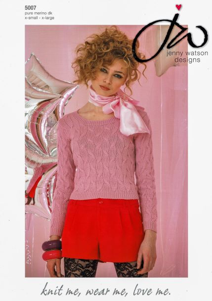 Knitting Pattern - Double Knit Cable Cropped Sweater by Jenny Watson Designs 5007