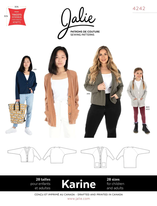 Jalie Patterns - Karine Cardigan Sewing Pattern Child and Adult