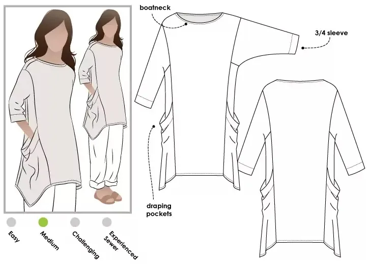 Style Arc - Kaye Tunic Sewing Pattern Sizes 18 - 30