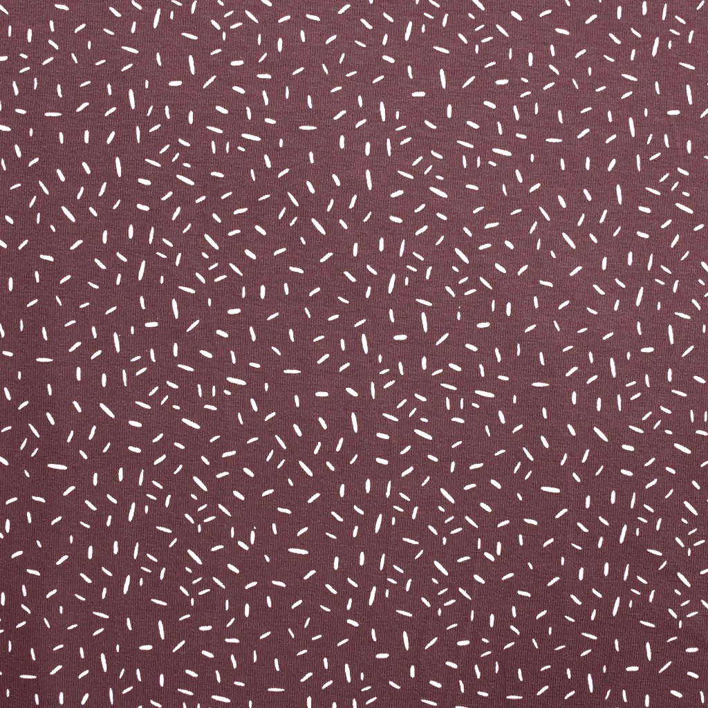 Cotton Jersey Fabric with White Confetti on Mauve Purple