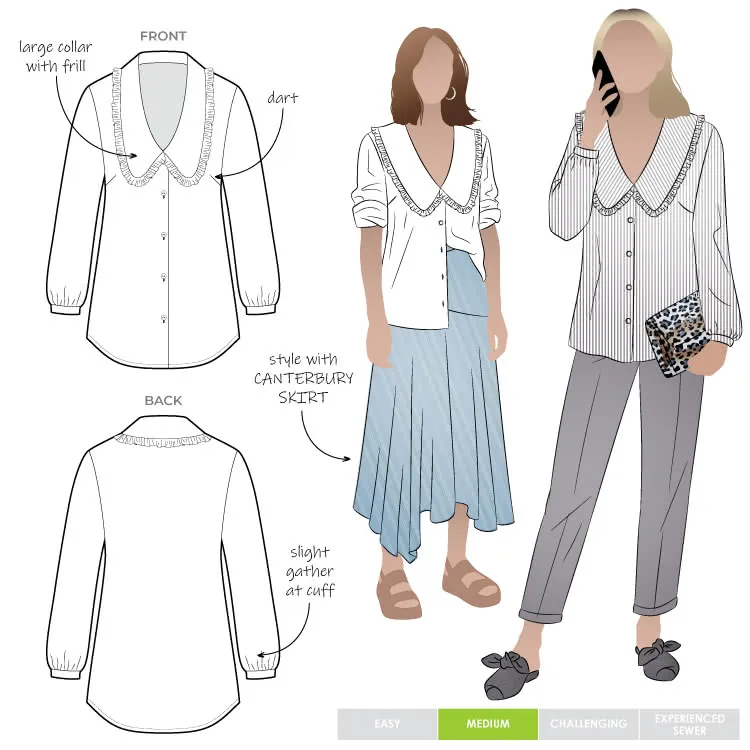 Style Arc - Kennie Woven Shirt Sewing Pattern Sizes 4 - 16