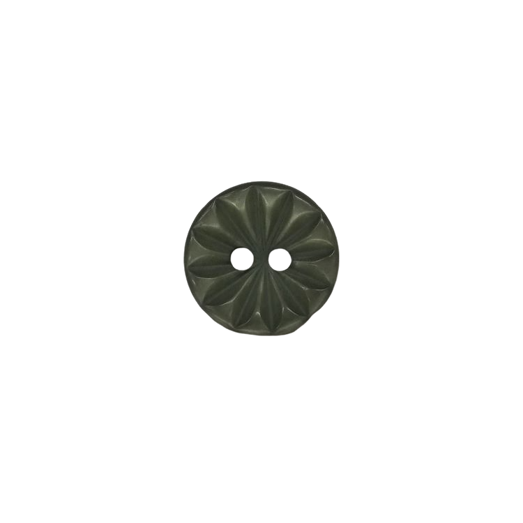 Buttons - 14mm Plastic Cut Daisy in Khaki Green