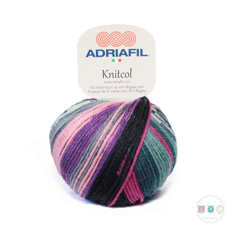 Yarn - Adriafil KnitCol DK / Worsted in Purple Green Mix 71