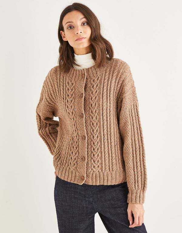 Knitting Pattern by Sirdar - Haworth Tweed Cable Cardigan 10150